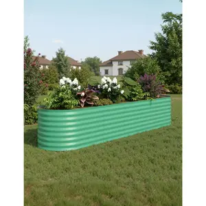 8x2x2 ft Galvanized Raised Garden Bed - 24“ Tall Metal Planter Box for Vegetables, Flowers, Herbs, Rust-Resistant Outdoor Garden Box, Easy Assembly Raised Beds for Gardening, Green