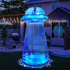 4/6/9 Feet High Halloween Inflatable UFO Outdoor Decoration Purple/Blue Yard with Built-in LED Lights Suitable for Party (Does Not Include Cow!!!) bats decor Santa Claus Tree Costume decoradoras de eventos spider web light Giant Waterproof decorative ip44