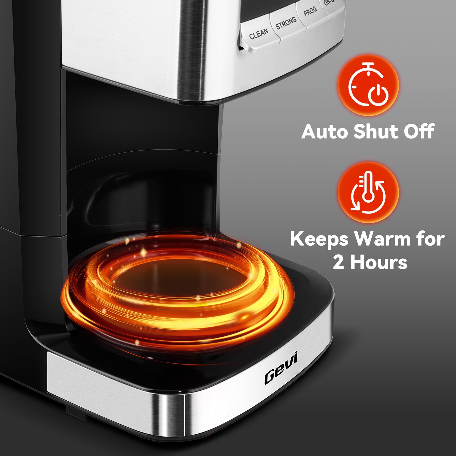 Gevi 12-Cup Coffee Maker with LED Touchscreen - 2 Brew Styles, 24H Programmable & Auto Keep Warm, 2-Hour Warm Function & Easy Clean, Compact 1.8L Coffee Machine