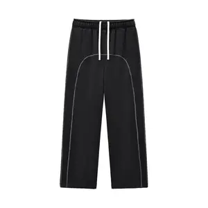 Instinctive Contrast Stitched Fleece Sweatpants - Menswear Heavyweight Brushed Fleece with Elastic Waistband & Drawstring