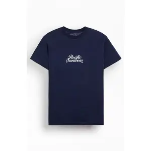 Pacsun Men's Navy Script T-Shirt - Multicolor