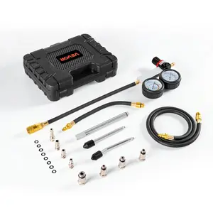 summervibes VEVOR Engine Cylinder Compression Tester Kit, Pressure Gauge Range of 0-100 PSI, Automotive Leak Down Tester Kit with 4 Adapters, 2 Metal Tubes, Pressure Check Leakage Rate Test on Cars, Motorcycles, Automotive Maintenance Tools