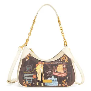 Venetti Shoulder Bag, Crossbody Bags for Women with Adjustable Strap, Cute Hobo Women's Hand Painted Handbag for Work, Travel, Shopping & Daily Essentials