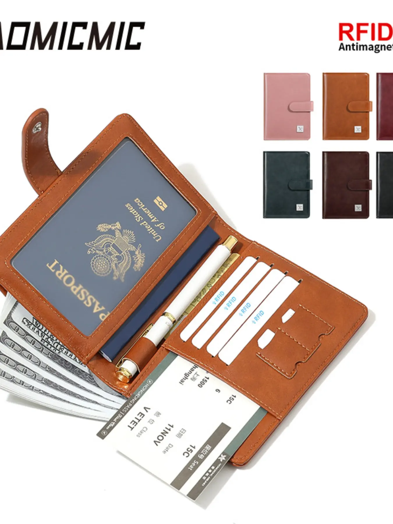 PU Leather Passport Case, Multi-functional Wallet with Card Slots, Simple Solid Color Business Travel Passport Holder, Passport Case for Men & Women, Passport Cover