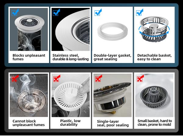 Hibbent Upgraded 3 in 1 Kitchen Sink Drain Strainer, Stainless Steel Pop Up Sink Stopper, Larger Anti-Clogging Basket, 3-Layer Seal, Detachable Drain Plug for US Standard 3-1/2" Drain, Matte Black,summervibes,campingessentials,campinggear,home essentials Hibbent Upgraded 3 in 1 Kitchen Sink Drain Strainer, Stainless Steel Pop Up Sink Stopper, Larger Anti-Clogging Basket, 3-Layer Seal, Detachable Drain Plug for US Standard 3-1/2" Drain, Matte Black,summervibes,campingessentials,campinggear,home essentials