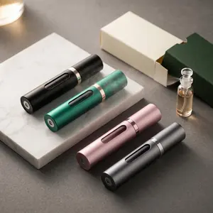5ml Leakproof Aluminum Refillable Perfume Atomizer - Portable Mini Spray Bottle with Window, Reusable Empty Cologne Dispenser for Travel, Purse