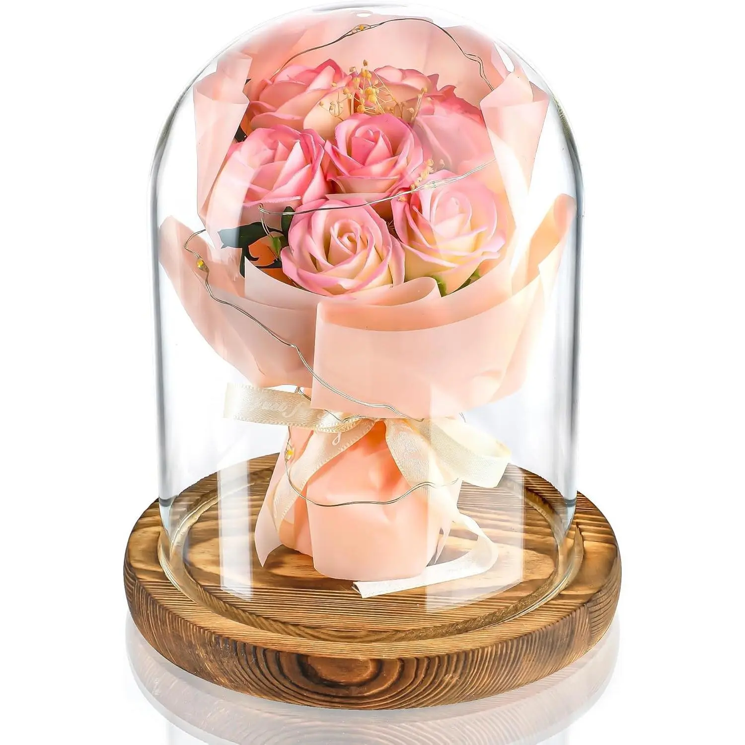 Glass Cloche with Wooden Base, 6.9" Glass Dome Display for Collectibles | Fits collectibles up to 6.9" tall, -clear glass, dust protection, secure wood base, ideal for DIY displays