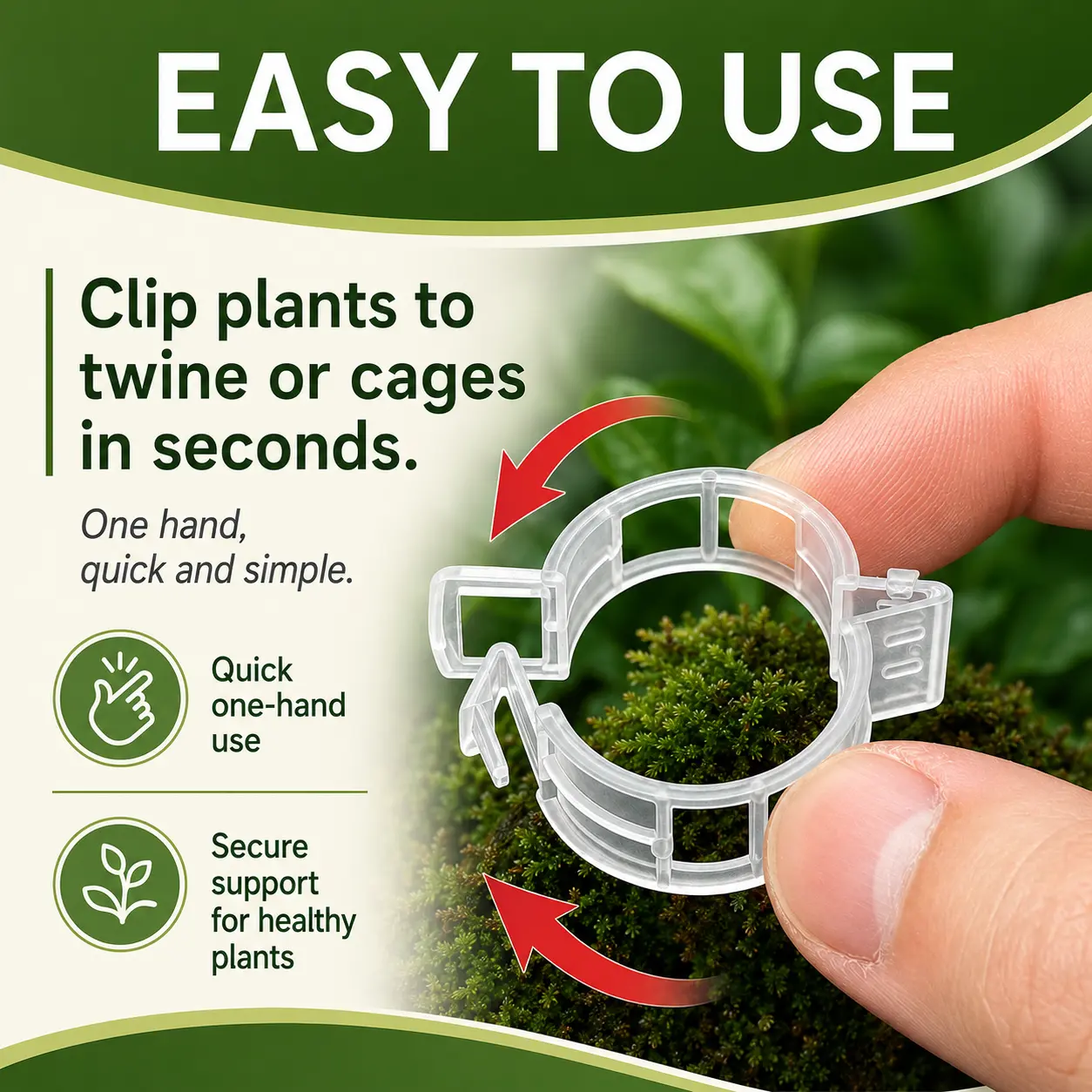 100 Pcs Plant Support Clips,Plastic Clips for Securing Plants,Tomato Vine Clips,Plant Fixing Clips,Garden Clips for Climbing Plants,Grape and Vine Vegetables (100, White)