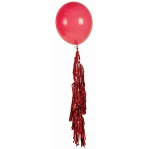 12" Balloon Tassel Red Holographic 12 Pack  #LGTASRH