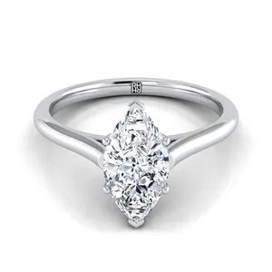 Cathedral Comfort Fit Solitaire Marquise Engagement Ring Setting in Platinum