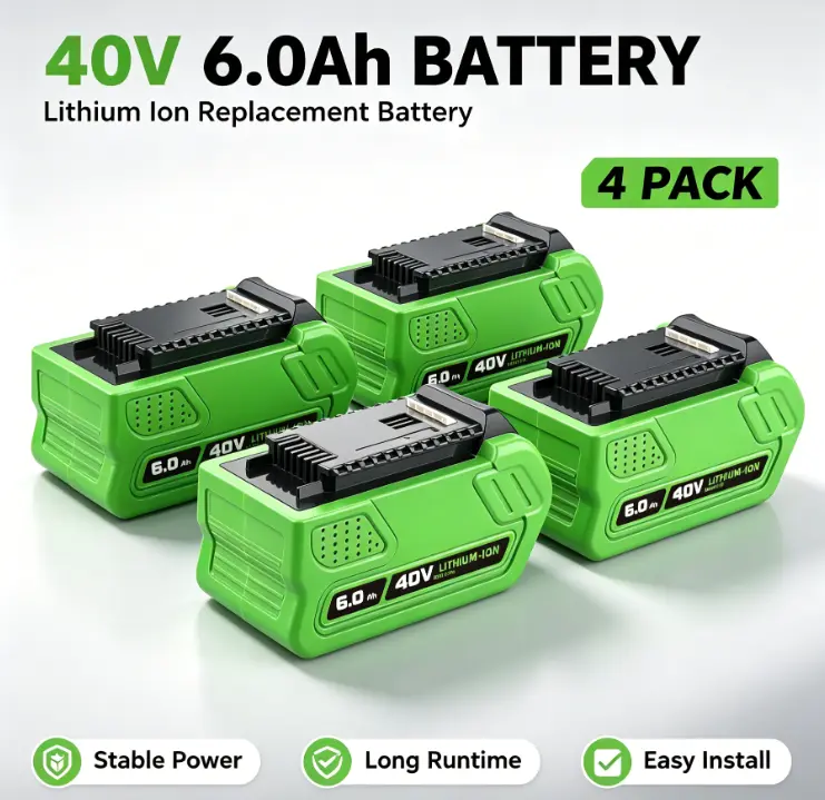 40V 6000mAh High-Capacity Lithium-Ion Replacement Battery 29462 - Cordless Tool Accessory with Smart BMS, Weatherproof Durable Housing, Excellent Cycle Stability, for Greenworks Outdoor Garden Power Tools, Lawn Mower, Batteries