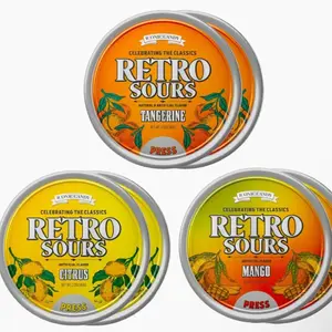 Retro Sours Pack of 2 Tins - Citrus, Mango & Tangerine Flavored Hard Tangy Candy - Gluten Free - Sour Altoid Sours Perfect for Sharing Sweet Bonbon
