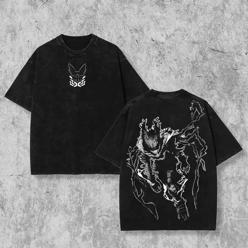 Retro Heavy Limited Deku Dark - MHA Anime Double Printed Vintage Oversized Washed Tee Unisex Oversize Anime Manga Washed Heavyweight Cotton T-shirt, Gift For Anime Fan,  Unisex Gift for Birthday Christmas Valentine's Day Halloween