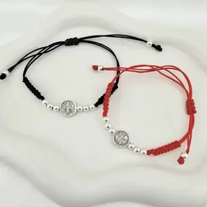 925 Silver red string bracelet St Benedict protection