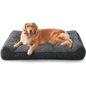 XL Orthopedic Dog Beds Large Sized Dog, Extra Thick Supportive Big Dogs Couch Bed with Sides, Ultra Soft Pet Bed Sofa for Large Dogs, Grey, 42''x30''