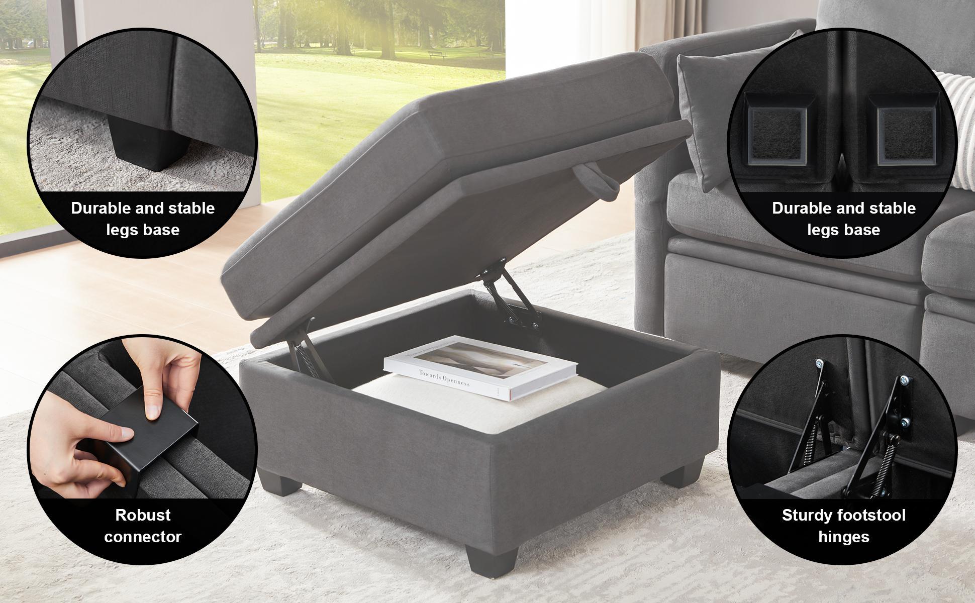 【4-6 Packages】Modular Sectional Sofa with Storage, U Shaped Sectional Couch for Living Room, Convertible Modular Sofa Couch with Ottomans, High Supportive & Soft Sponge, 6 Seat 【4-6 Packages】Modular Sectional Sofa with Storage, U Shaped Sectional Couch for Living Room, Convertible Modular Sofa Couch with Ottomans, High Supportive & Soft Sponge, 6 Seat