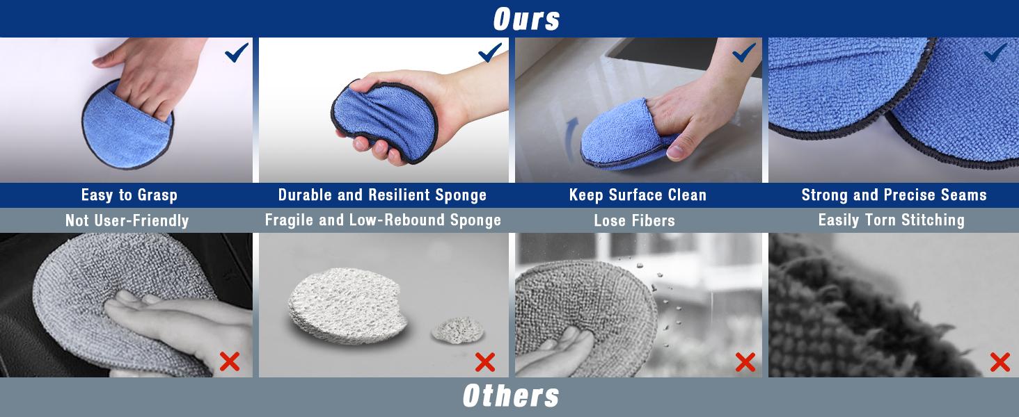 #backtoschool WORKPRO Car Wax Applicator Pads with Finger Pocket, Microfiber Soft Foam Polishing Pads for Car Detailing & Cleaning, Lint-Free, High Resilience