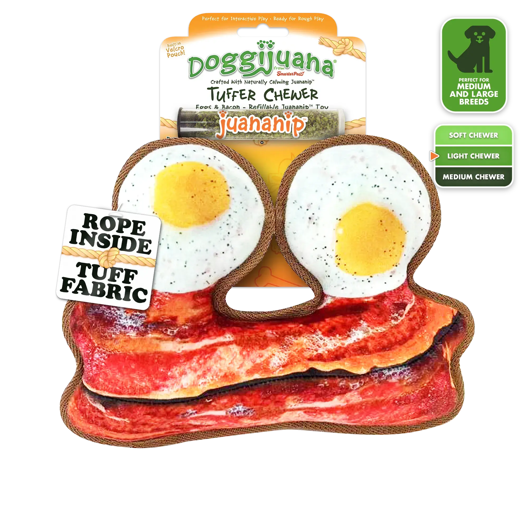 Tuffer Chewer Eggs and Bacon Refillable Dog Toy