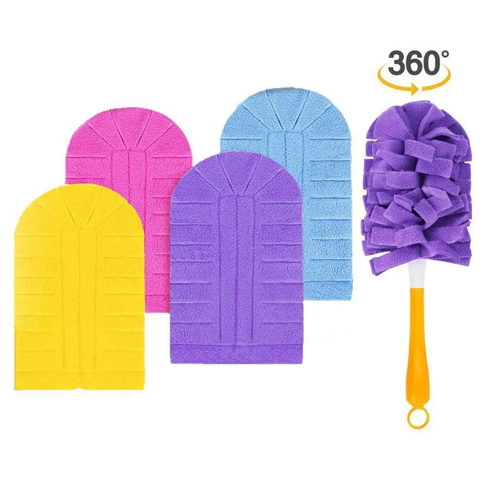 Handheld 360° Rotating Microfiber Duster, Reusable Washable Replacement Duster Heads for Home Cleaning