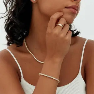14K Gold Plated 3mm Cubic Zirconia Classic Tennis Bracelet| Gold Bracelets for Women| Size 6.5-7.5 Inch