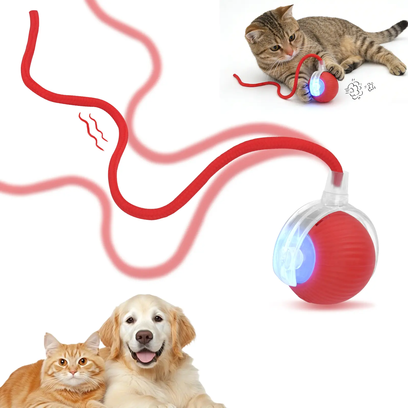 GOYJOY Interactive Smart Pet Ball, Automatic Rolling Ball Toy for Cats & Dogs, Motion Activated Self Moving Chase Ball, USB Rechargeable Pet Toy with Obstacle Avoidance, 3 Play Modes for Bored Indoor Pets