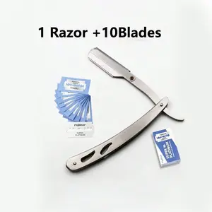 Men's Shaving Kit with Razor and 20 Blades, Foldable Stainless Steel Razor for Facial Care, Portable and Space-Saving Design