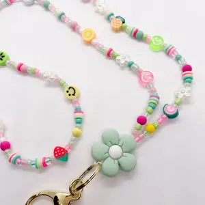 Multicolored Happy Beaded ID Badge Lanyard