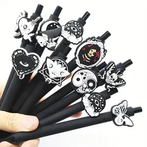 Gothic Style Wind Patch Pens, 5/10/15pcs Funny Creative Gift Pens, Round Ballpoint Pens, Ink, Aesthetic Pens, Unique Pens