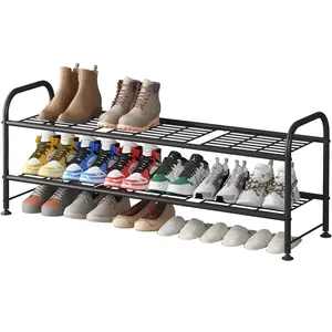 fathersdaygift Shoe Rack organizer 2 Tier Metal large capacity Storage Organizer Space-Saving for Closet Entryway