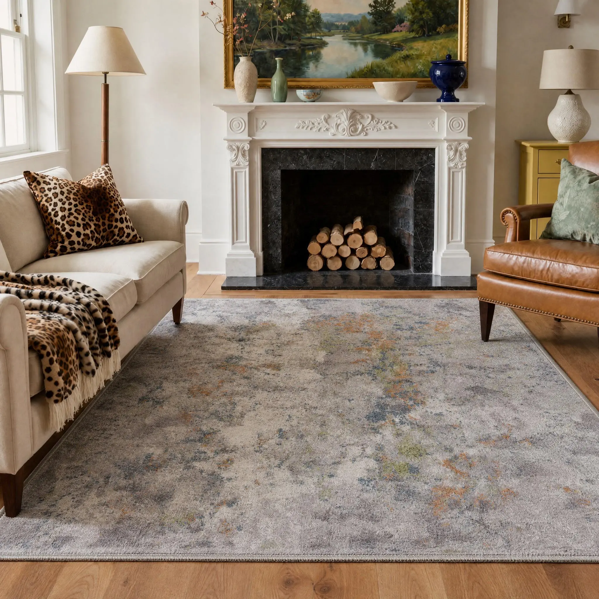 【Deals For You Days】BEIMO Non Slip Area Rug Machine Washable Soft Floor Carpet Pet Friendly Home Rug for Bedroom Living Room Kitchen Hallway Indoor Rug,ARA6491-OCHRE MARBLE