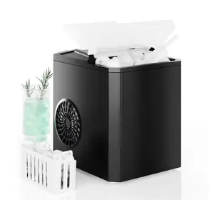Countertop Ice Maker, 9pcs in 6 Mins, 26lbs/24H ,Bullet Ice Maker with Ice Scoop and Basket, Black