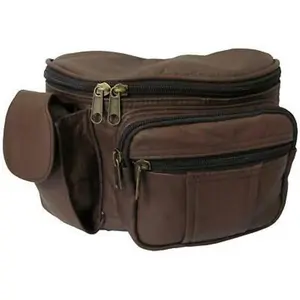 212 MAIN Men's Top-Grain Cowhide Bum Bag - Nylon-Enhanced Fanny Pack with Crossed Straps, Zip Closure, Cell Phone Holder, Multiple Pockets