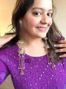 AAYAT 92.5 multicolor Long Kashmiri pachi kundan Dangling earrings