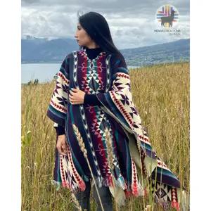 Purple & Blue Geometric Poncho Purple & Blue Geometric Poncho