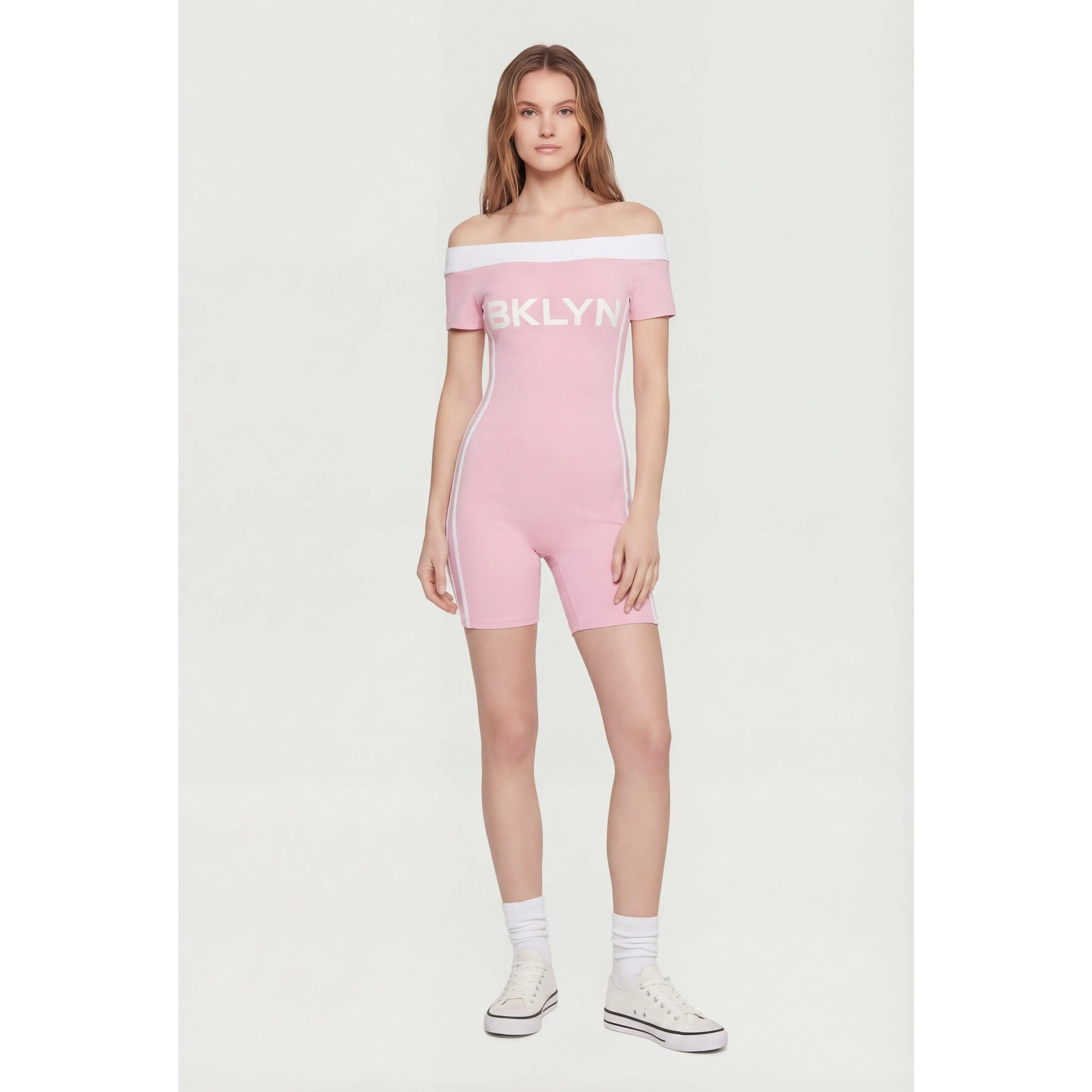 Off The Shoulder BKLYN Graphic Romper