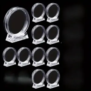 10pcs Transparent Challenge Coin Display Holders with Stands - Sleek, Durable Capsules for Commemorative Coins & Home Decor