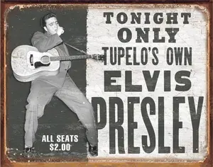 Elvis Presley - Tupelo's Own Tin Sign - Nostalgic Vintage Metal Wall Decor - Made in USA