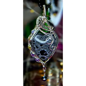 Ancient Wisdom Shield – Palm Root Fossil & Mystic Purple Agate Pendant