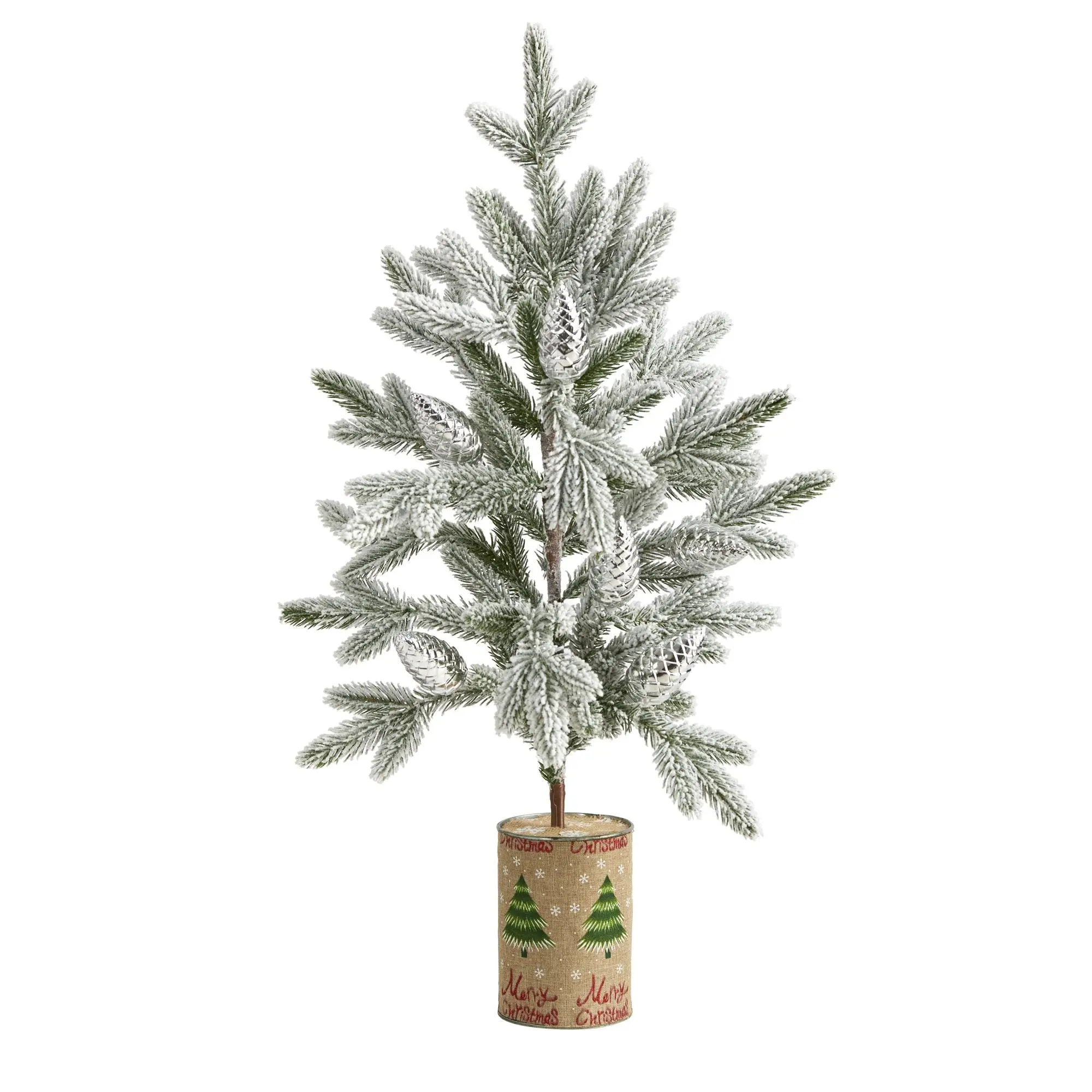 25 – 29 In Flocked Artificial Christmas Tree - Synthetic Decorative Plant with Bendable Branches, Sparse Look, Minimalist Planter, Artificial Plants for Home Decor