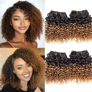 SAGAETR Kinky Curly  Human Hair 4  Curly  Human Hair 1B/30 Color Afro Weave 12A Brazilian Curly Virgin Hair (8888,1B/30)