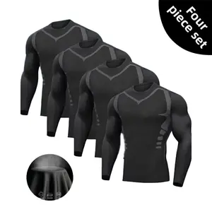 Men'S Summer Fitness Apparel Set Including Quick-Dry,  Long-Sleeve Training Tops, And Breathable Basketball Sportswear for High-Intensity Workouts shirt moisture UV Protective Active Long Sleeve Shirt new v-neck loose short sleeve thermal pullover