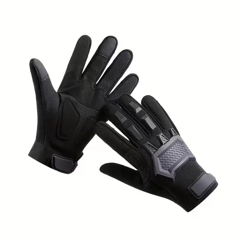 HOMUG Men's Full-Finger Touchscreen Gloves, Compatible with Smartphones & Tablets - Breathable Microfiber Material with Adjustable Hook and Loop Wrist Strap, Brown Outdoor Cold-Weather Gloves