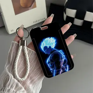 Neon Warrior Pattern Design Plastic Id Card Holder Badge Holder With Lanyard for Doctors, Nurses, Students-Bus Card Case, Campus Card Protector Perfect Halloween Christmas Gift