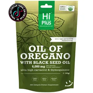 HiPlus Nutrition Oregano Oil with Black Seed Oil Softgels| Immune Support,Antioxidant Boost with Black Seed Oil & High Carvacrol| Non-GMO, Plant-Based| 300 Count high carvacrol oil 2-in-1 Healthcare Vitamin Fitness Dietary