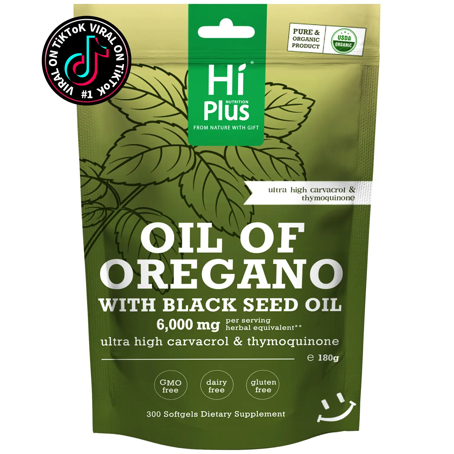 HiPlus Nutrition Oregano Oil with Black Seed Oil Softgels | Immune Support,Antioxidant Boost | with Black Seed Oil & High Carvacrol | Non-GMO, Plant-B