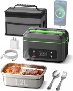 Heated Lunch Box, 100W Cordless Electric LunchBox with Scheduled Heating and Leakproof 1.2L Battery Operated Food Warmer for Car Travel Jobsite, Portable for Truck Drivers Workers Adults tiktokshopspringglowup
