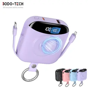 Bodo-Tech 3-in-1 Power Bank 10000mAh Built-in USB-C Lightning Cable Wireless Charger for Apple Watch iWatch LED Display Portable Fast Charge