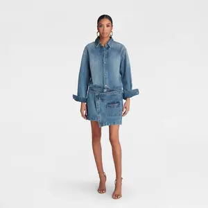 KBB by KAHLANA Women's Long Sleeve 'The Asymm Denim Dress'