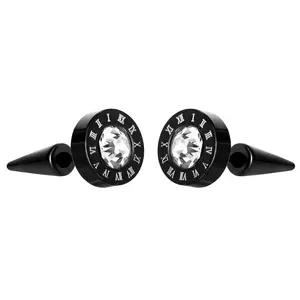 OIDEA Stainless Steel Spike Fake Gauge Cubic Zirconia Punk Ear Stud Earrings, Goth Statement Studs, Punk Earrings
