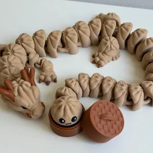 Dumpling Dragon with Clicker - 3D printed toy flexi, articulated